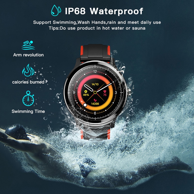IP68 Waterproof Full Touch Smart Watch Fitness Tracker